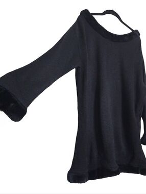 Betsey Johnson Vintage 80s Sweater With Fur Trim